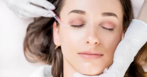 Woman receiving a Botox injection near the eye area in Dallas, GA